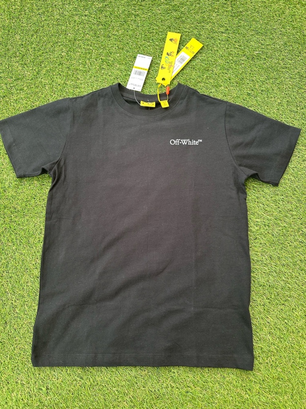 Off-White Black Logo Crew Neck T-Shirt - Kids Size Medium (10/12) Brand New